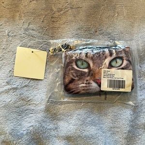 COIN PURSE, CAT FACE, POLYURETHANE, POLYESTER LINING, ZIP TOP, TAG ON, 5 x 3 ¼